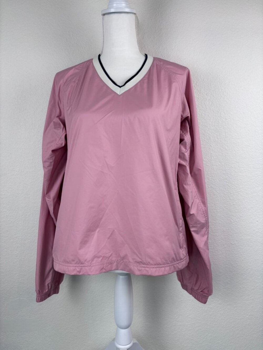 Tory Burch Sport women's XL pink long sleeve v-neck wind breaker‎ pullover top